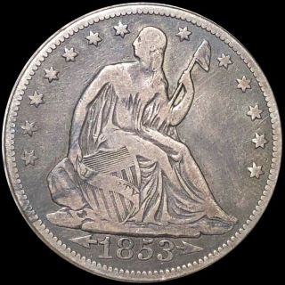 1853 Seated Half Dollar Lightly Circulated Liberty Silver Philly Collectible Nr