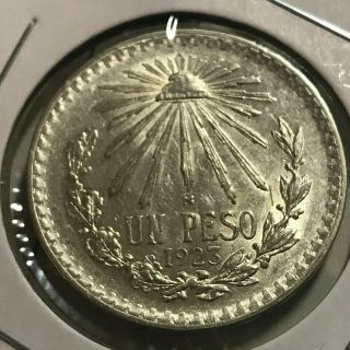 1923 Mexico Silver Un Peso Crown Coin