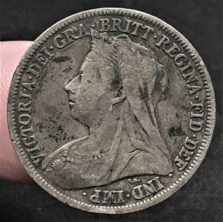 GREAT BRITAIN 1899 ONE SHILLING QUEEN VICTORIA STERLING SILVER COIN KM 780 3