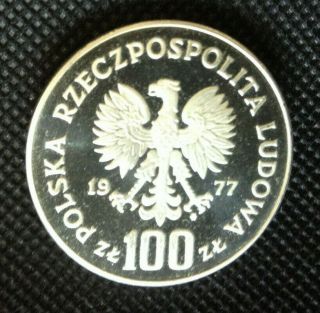 1977 Poland 100 Zlotych Silver Proof