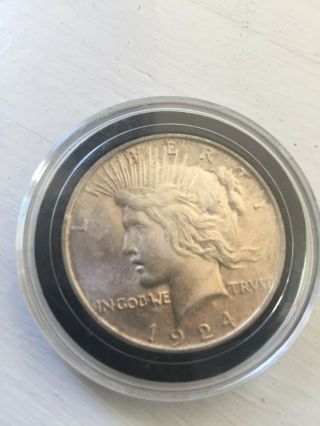 1924 Silver Peace Dollar Coin (in Airtite Holder)