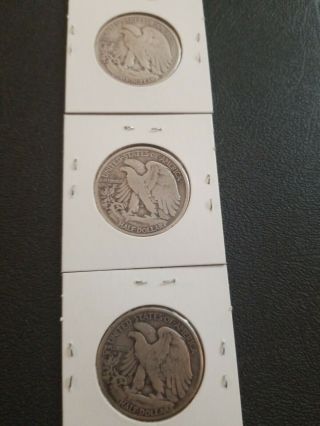 3 coins - 2 - 1943 & 1 - 1936 Liberty Walking Silver Half Dollar 2