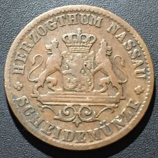Old Foreign World Coin: 1860 German States Nassau 1 Kreuzer