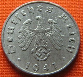 Wwii German 1941 - A 5 Reichspfennig 3rd Reich Zinc Nazi Germany Coin Wc2220