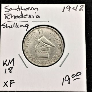 1942 Southern Rhodesia (zimbabwe) One Shilling Silver Coin George Vi,  Km 18,  Xf