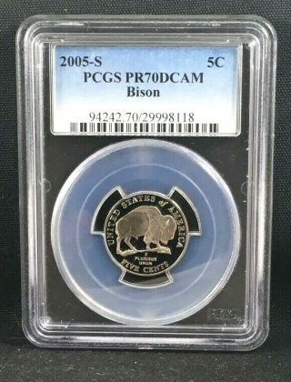 2005 - S 5c Bison Jefferson Nickel Pcgs Pr70dcam