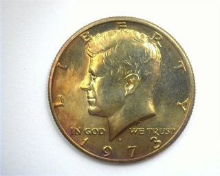 1973 - D Kennedy 50 Cents Exceptional Uncirculated Toning Scarce