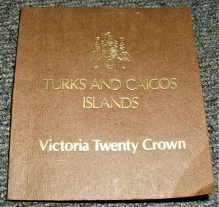 Turks And Caicos Islands 1976 20 Crown Queen Victoria Sterling Silver Coin