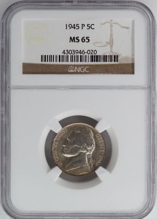 1945 - P Silver Wartime Jefferson Nickel Ngc Ms65