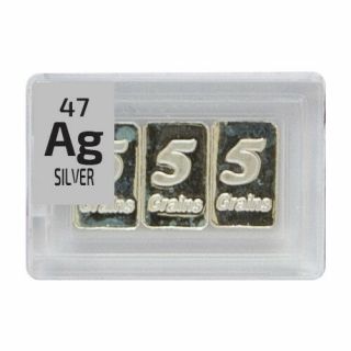 3 X 5 Grains Periodic Element Ingots Ag.  999 Pure Silver Metal In Element Tile.