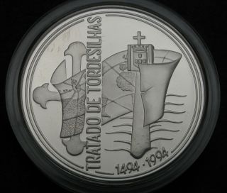 Portugal 1000 Escudos Nd (1994) Proof - Silver - Treaty Of Tordesilhas - 1436