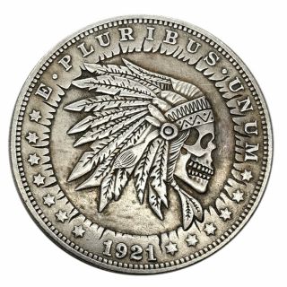Us 1921 Indian Skull Nickel Coin Zombie Metal Silver History Game Stamp Hobo