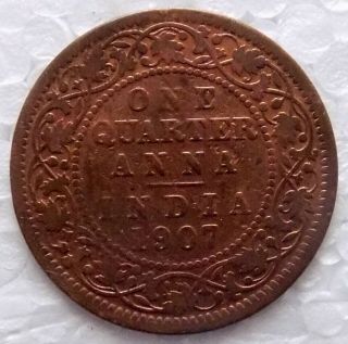 British India 1907 K Edward Vii 1/4 Anna Coin.  Coin - 228