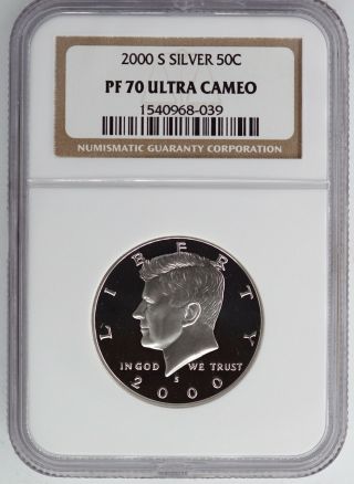 2000 - S Silver Proof Kennedy Half Dollar Ngc Pf70 Ultra Cameo