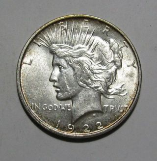 1922 D Peace Dollar - Bu / Toning - 16sa - 2