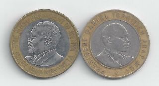 2 Bi - Metal 10 Shilling Coins From Kenya - 1994 & 2010 (2 Types)