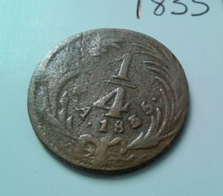 Mexico 1/4 De Real 1835 Copper,  Coin