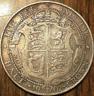 1902 Great Britain Edward Vii Silver Half Crown
