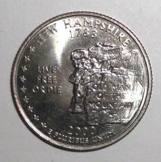 2000 Us Quarter,  25 Cents,  Hampshire,  Old Man Of The Mountain Coin