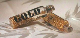 Gold Flakes In Glass Bottle With Cork Vial Of Gold In Water - 23k