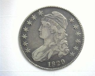 1829 Capped Bust Silver 50 Cents Very Fine,