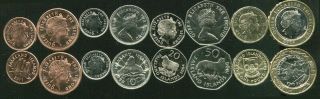 Falkland Set 8 Coins 1 2 5 10 20 50 Pence 1 2 Pound 2004 Unc