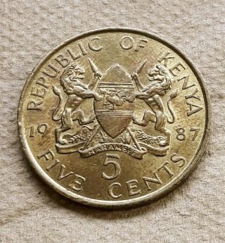 Kenya,  République,  5 Cents,  1987,  Km 17 África