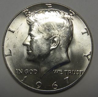 1967 John F Kennedy Silver Half Dollar Choice Bu A Real Flashy Beauty