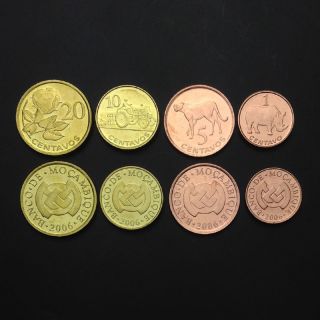 [m - 6] Mozambique Set 4 Coins,  1 5 10 20 Centavos,  2006,  Unc