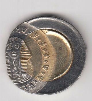 Egypt 2010 King Tut Ankh Amun 1 L.  E Pound Coin Shifted Error