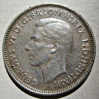 Australia 1942 King George Vi Silver Six Pence Coin (km 38)