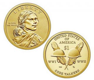 2016 P&d Sacagawea Native American Indian One Dollar Coin Code Talkers U.  S