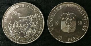 Philippines 10 Piso " People Power Revolution " 1988 Coin Unc