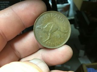 1955 - P Australia - Large One Penny One Cent Coin,  Xf Books For $2