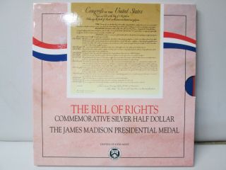 1993 Bill Of Rights James Madison Silver Half Dollar & Presidential Medal Set
