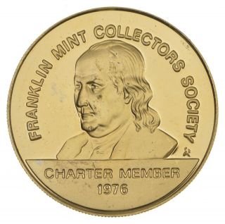 24k Gold Gild Franklin Collectors.  925 Sterling Silver 6.  7g Round 779