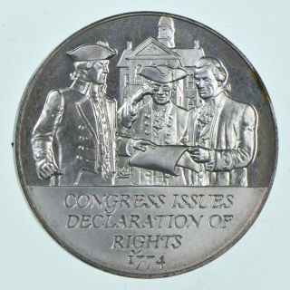 Sterling Silver - Declaration Of Rights - 0.  925 Silver - 14.  8 Grams Round 962