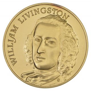 24k Gold Gild William Livingston.  925 Sterling Silver 13.  6 Grams Round 765
