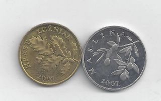 2 Different Coins From Croatia - 5 & 20 Lipa (both Dating 2007)