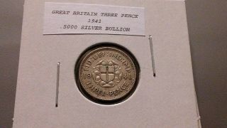1941 Uk Great Britain 3 Pence Silver