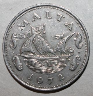 Maltese 10 Cents Coin,  1972 - Km 11 - Malta Boat Fish Ten