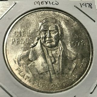 1978 Mexico Silver 100 Pesos Crown Coin