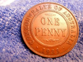 Australia: Scarce Large Penny 1933 - M Fine Plus