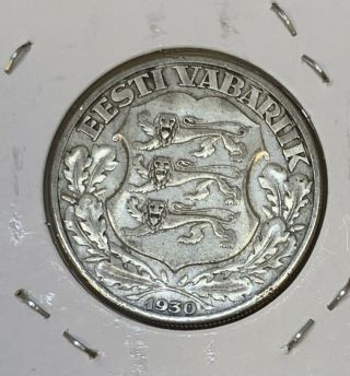 1930 Estonia 2 Krooni Silver Coin