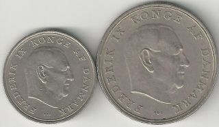 2 Different Coins From Denmark - 1 & 5 Krone (both Dating 1972)