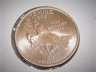 2007p Wyoming State Quarter With Lamination Error Both Side @ Cud On Hat Unc
