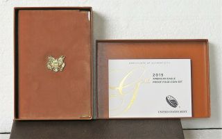 Empty 2015 Gold American Eagle 4 - Coin Set Case & 4 Us Capsules - No Coins