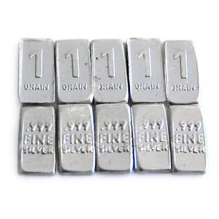 Ten 1 Grain Silver Bullion Mini Bars.  999 Fine Fast Usa