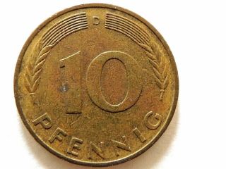 1976 - D German Ten (10) Pfennig Coin