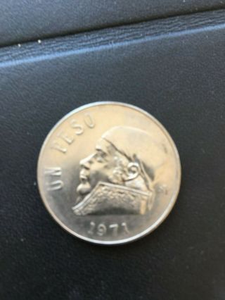 1971 Mexican Un Peso Old Jose Maria Morelos Round Coin